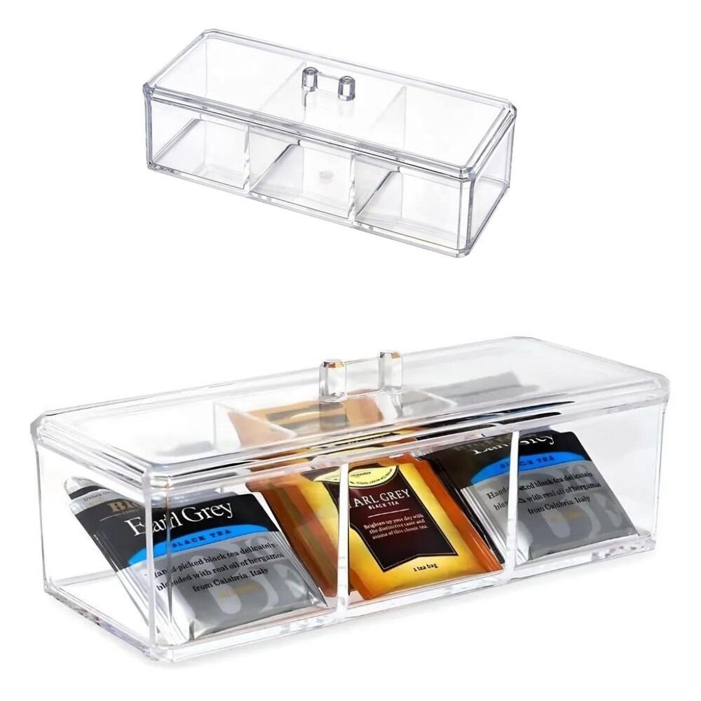 Caja Para T&eacute; Organizador 3 Divisiones Tapa Utensilio Cocina image number 0.0