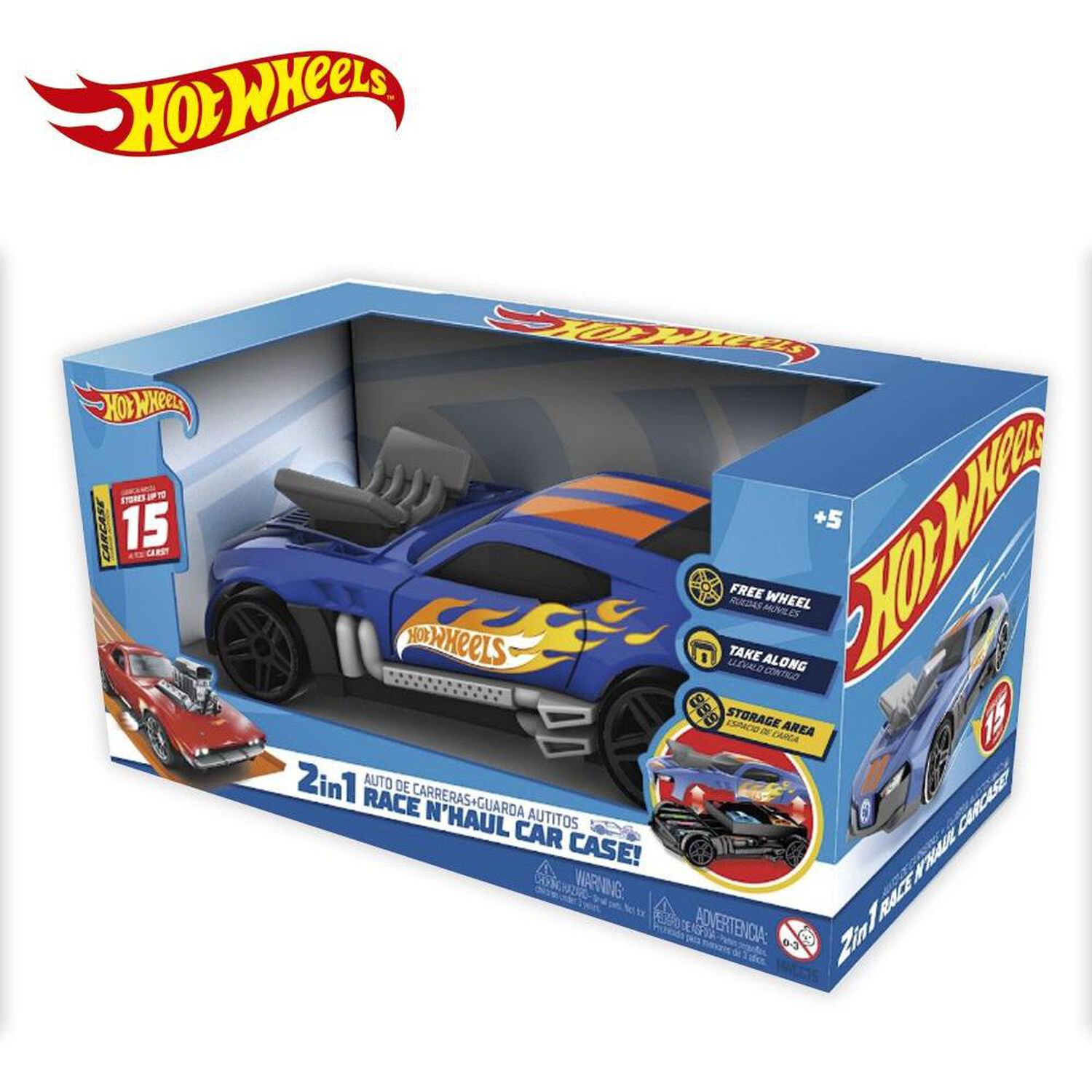 Auto De Juguete Hot Wheels Auto De Carreras + Guarda Autitos image number 1.0