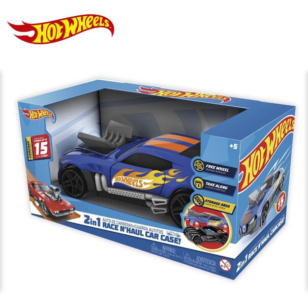 Auto De Juguete Hot Wheels Auto De Carreras + Guarda Autitos