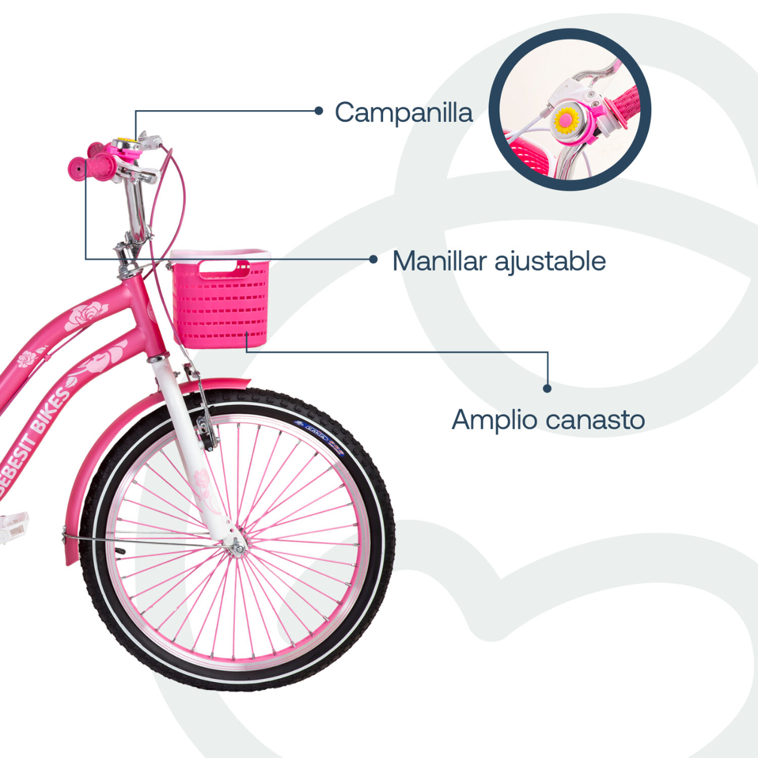Bicicleta Infantil Queen Aro 20 Rosada Bebesit image number 3.0