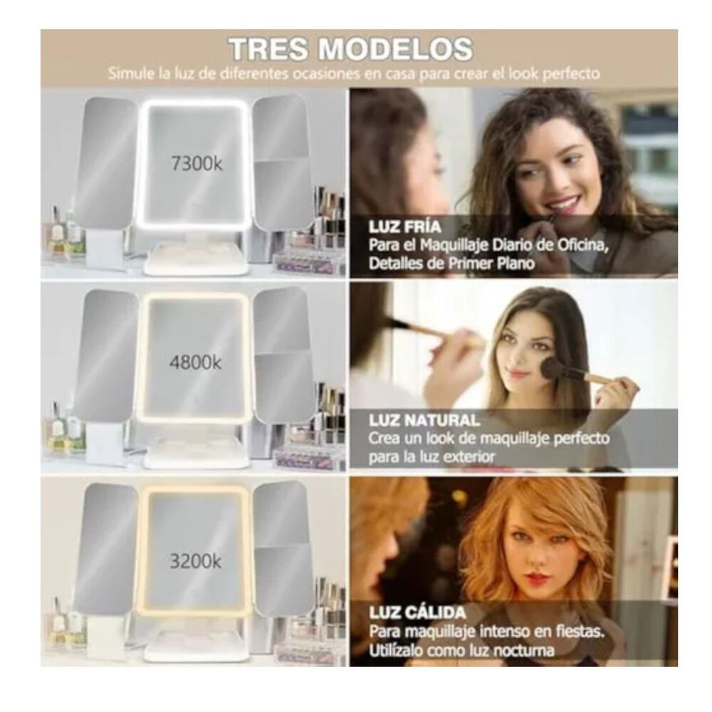 Espejo Con Luz Recargable Para Maquillaje image number 2.0