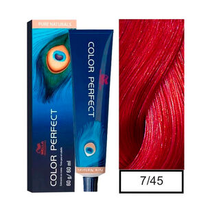 Wella - Tintura Permanente Color Perfect 7/45 Rubio Mediano Rojo Caoba 60gr + Oxidante 20vol 60ml