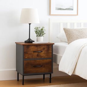 Velador Dos Cajones Metal 45x30x53 - R&uacute;stico