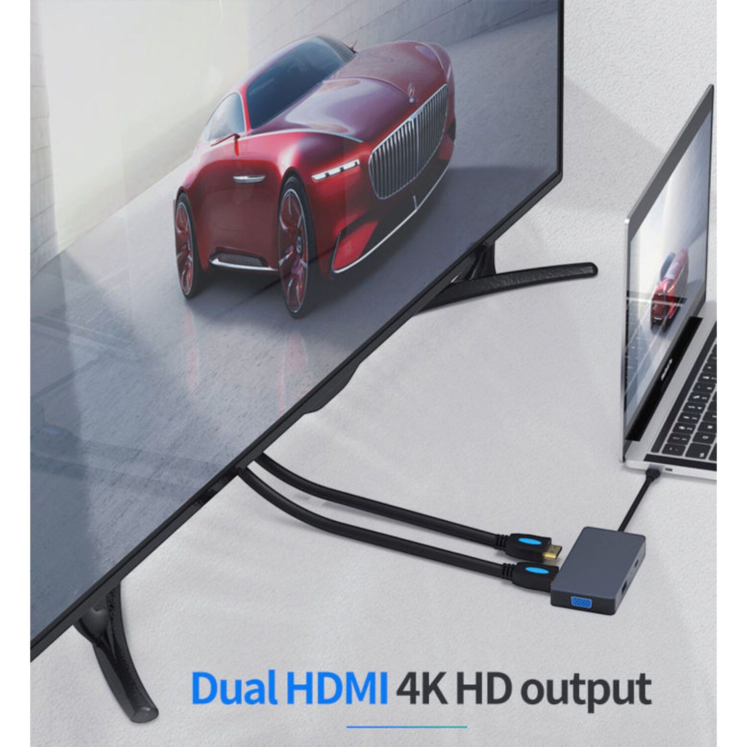 Hub Adaptador Type-c (5en1) 4k Hdmi X2/ Vga/ Type-c/ Usb 3.0 image number 6.0