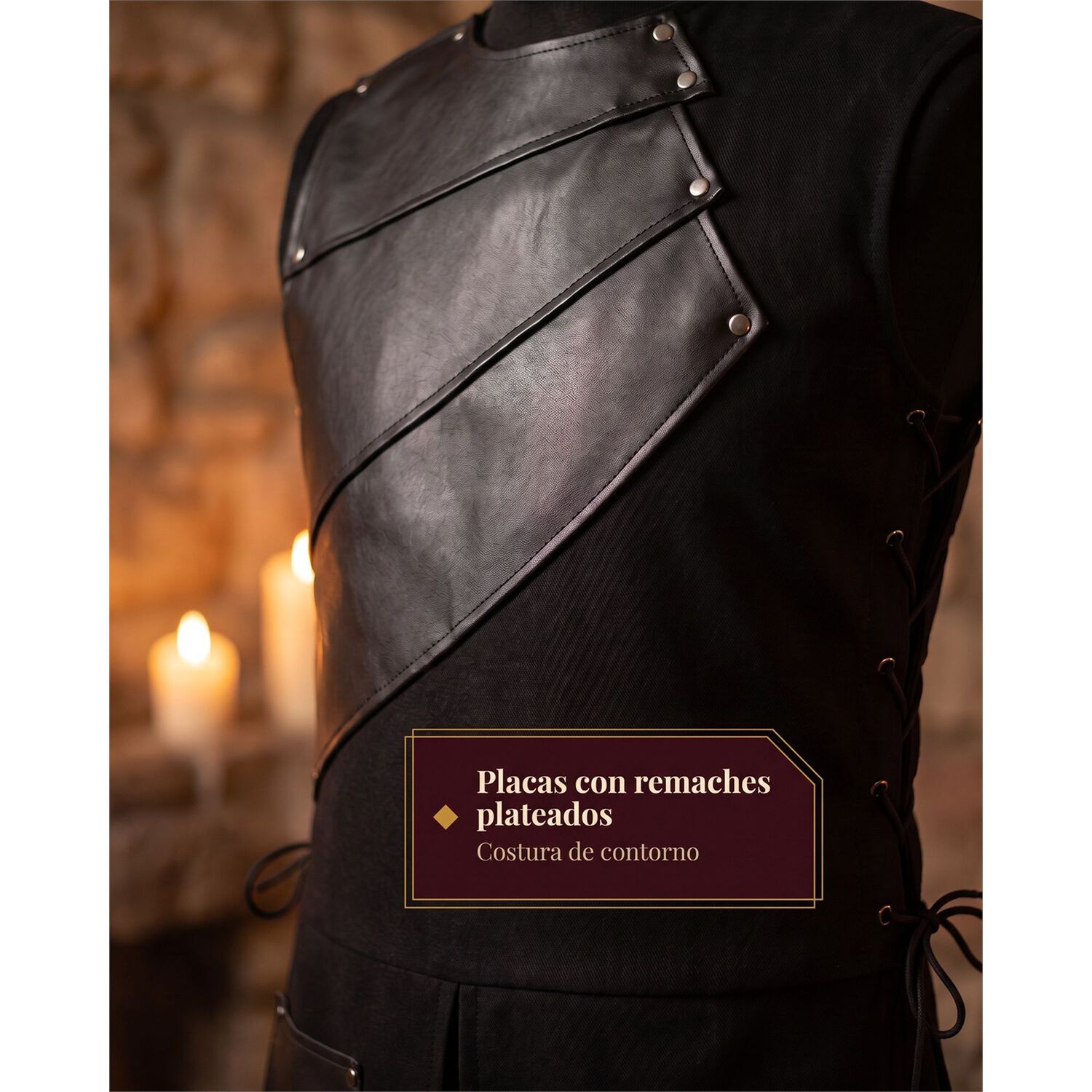 Traje Vestido T&uacute;nica Disfraz Medieval Celta Vikingo image number 68.0