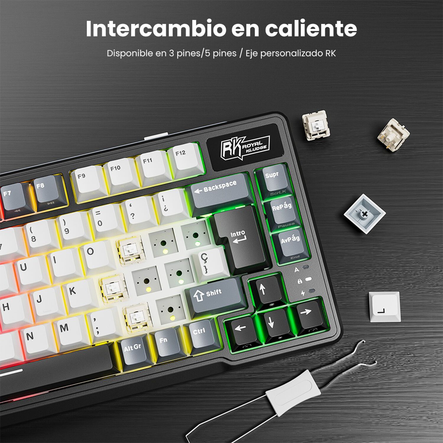 Teclado Mec&aacute;nico Inal&aacute;mbrico Rk L75 75% Con Teclas Macros image number 4.0