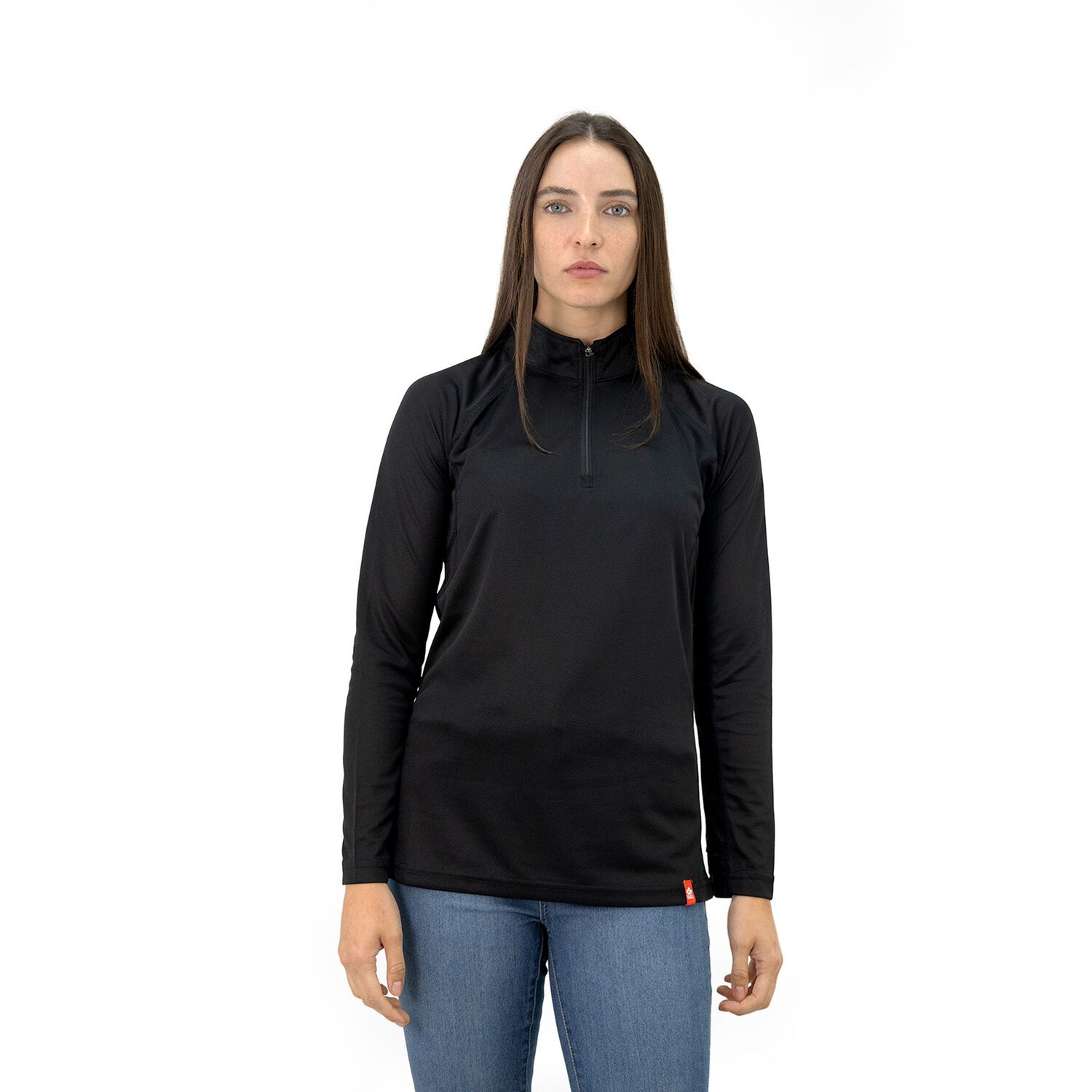 Polera Quebec Half-zip Negro Mujer image number 0.0