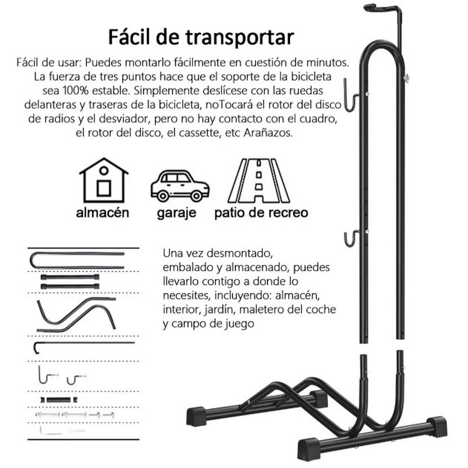 3 En 1 Soporte Estacionamiento De Vertical Bicicletero image number 2.0