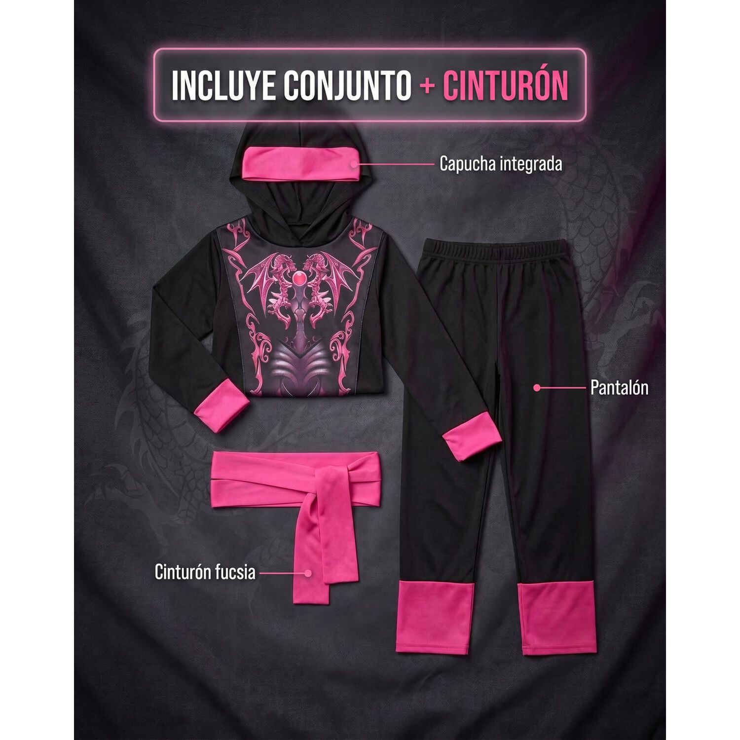 Disfraz Premium Ninja Dragon Esqueleto Camuflaje Infantil image number 18.0