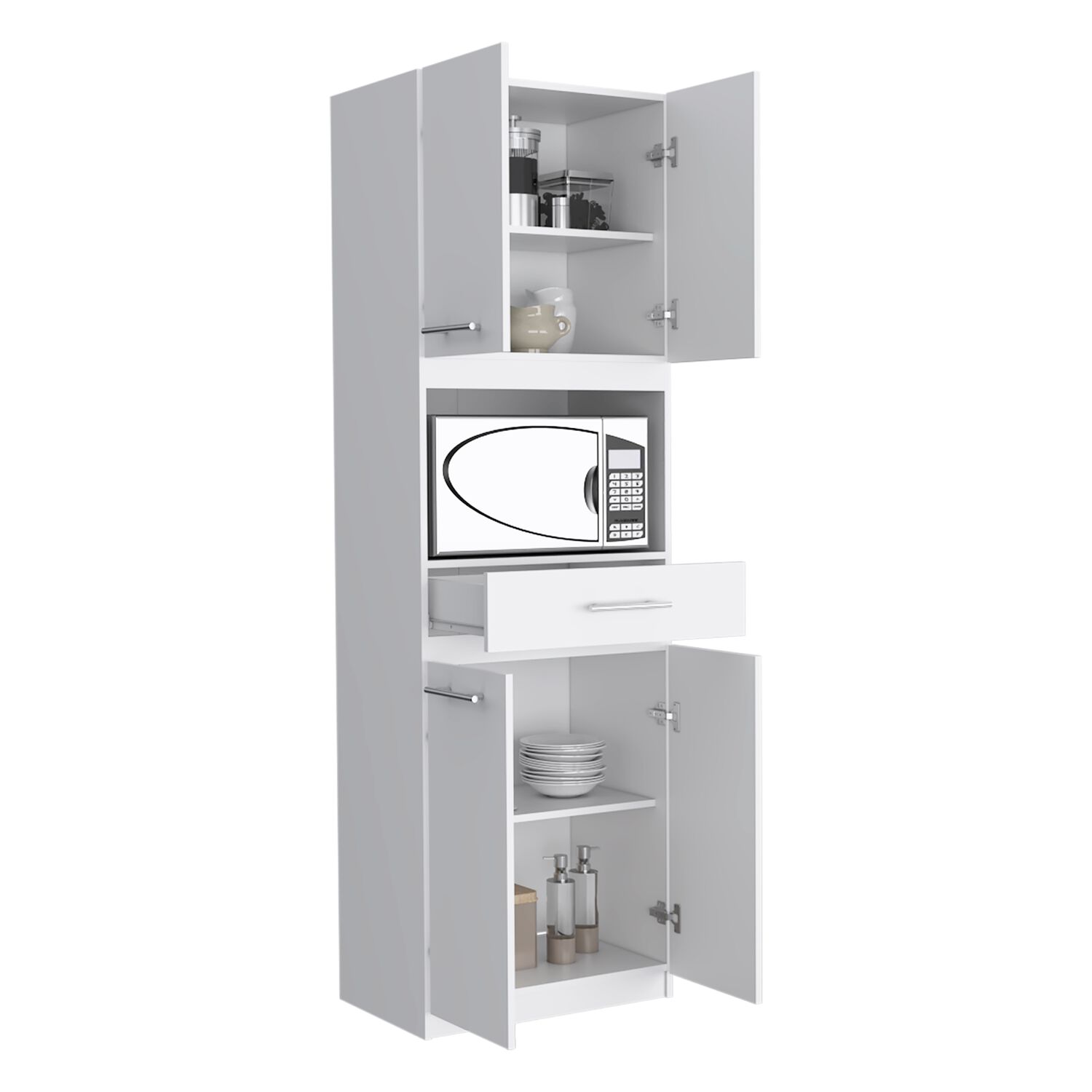 Mueble Microondas 4 Puertas 1 Cajon Fm-003b Blanco image number 1.0