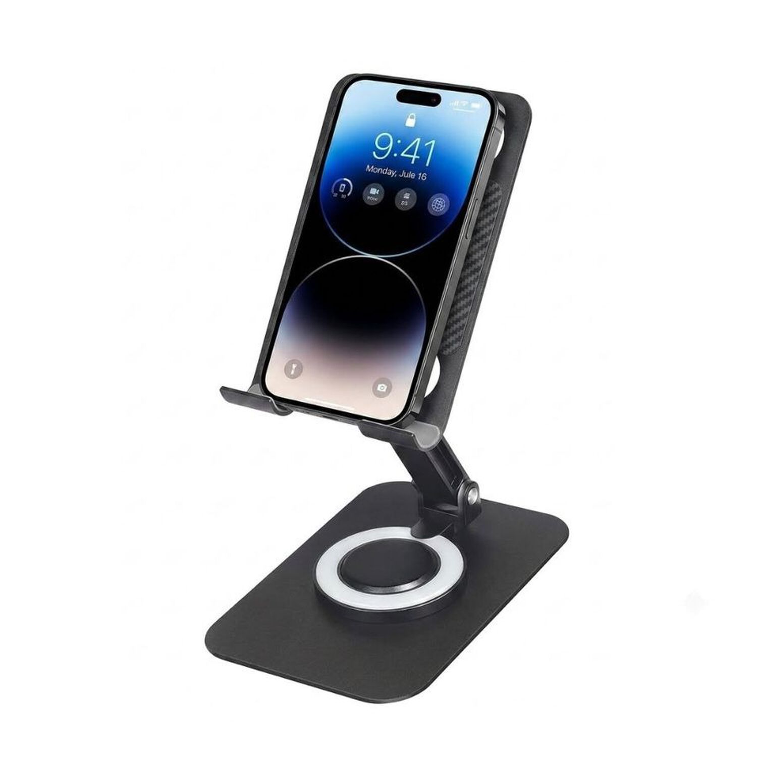 Soporte Escritorio Plegable Celular Tablet Giratorio 360 Negro image number 1.0