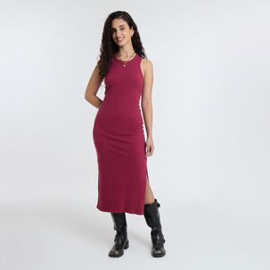 Vestido Escultural Rib Sin Mangas Cuello Redondo Mujer Freedom