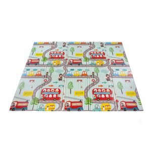 Tapete Plegable Beb&eacute; 200x180cm Dise&ntilde;o Ciudad Autos Impermeable Antideslizante