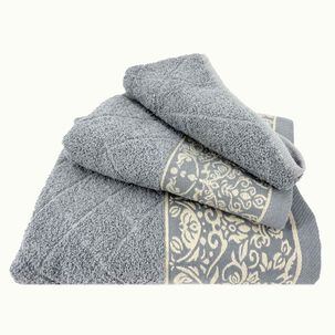 Juego Toalla Andes 3 Piezas Flores Celeste