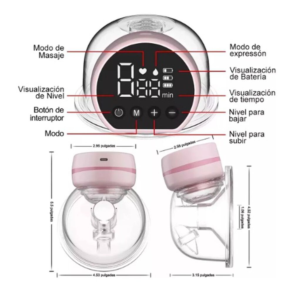 Extractor De Leche El&eacute;ctrico Port&aacute;til Silencioso Manos Libre image number 4.0