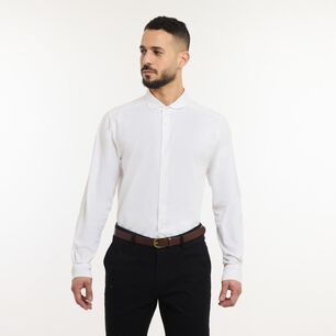 Camisa Lisa Slim Manga Larga Hombre Az Black