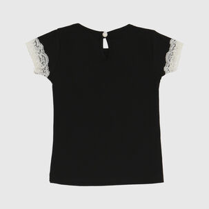 Polera Negra Encaje Algodón Peruano