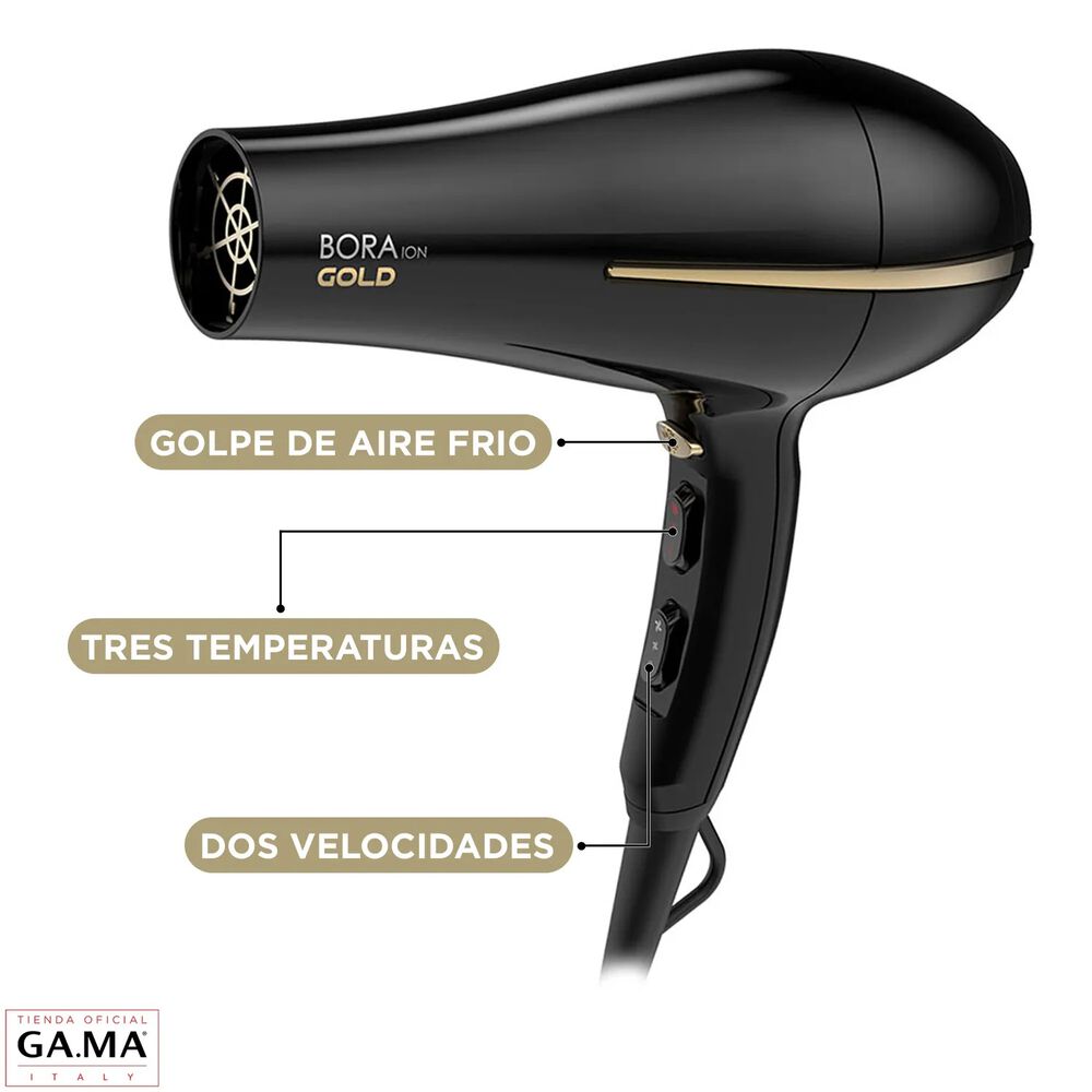 Secador De Pelo Ceramic Ion Bora Gold Color Negro Gama 2200w image number 7.0