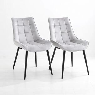 Pack De 2 Sillas De Comedor Macron Acolchada Terciopelo - Gris