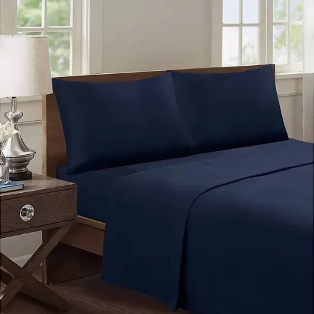 Juego De S&aacute;banas 1.5-188 Hilos Azul image number 0.0