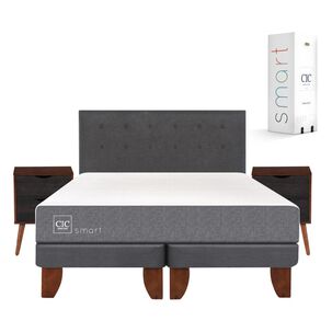 Cama Europea Cic Smart / 2 Plazas / Base Dividida  + Set De Maderas
