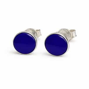 Aros Lapisl&aacute;zuli Circular Plata 950 Tornillo Mariposa Mujer Elegantes Piedra Azul