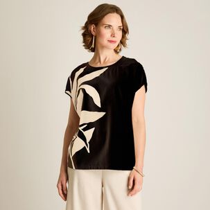 Polera Manga Kimono Manga Corta Cuello Redondo Mujer Lorenzo Di Pontti