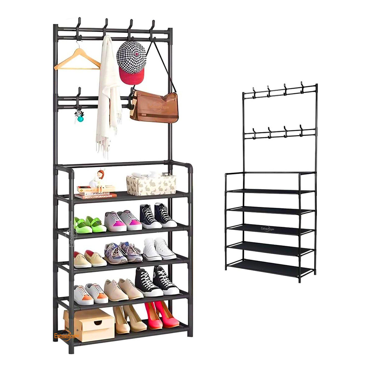 Organizador 2 En 1 Perchero Zapatero 5 Niveles Negro image number 0.0