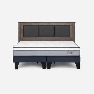 Cama Europea Rosen Indie / King / Base Dividida  + Respaldo Rachel Gris