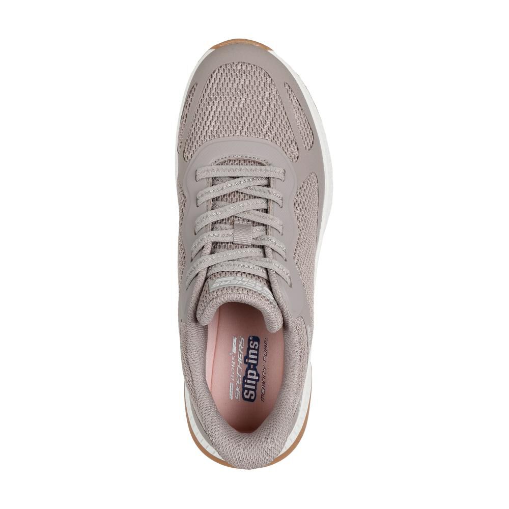 Zapatilla Urbana Mujer Skechers Bobs Squad 4 - Staple Look Taupe image number 4.0