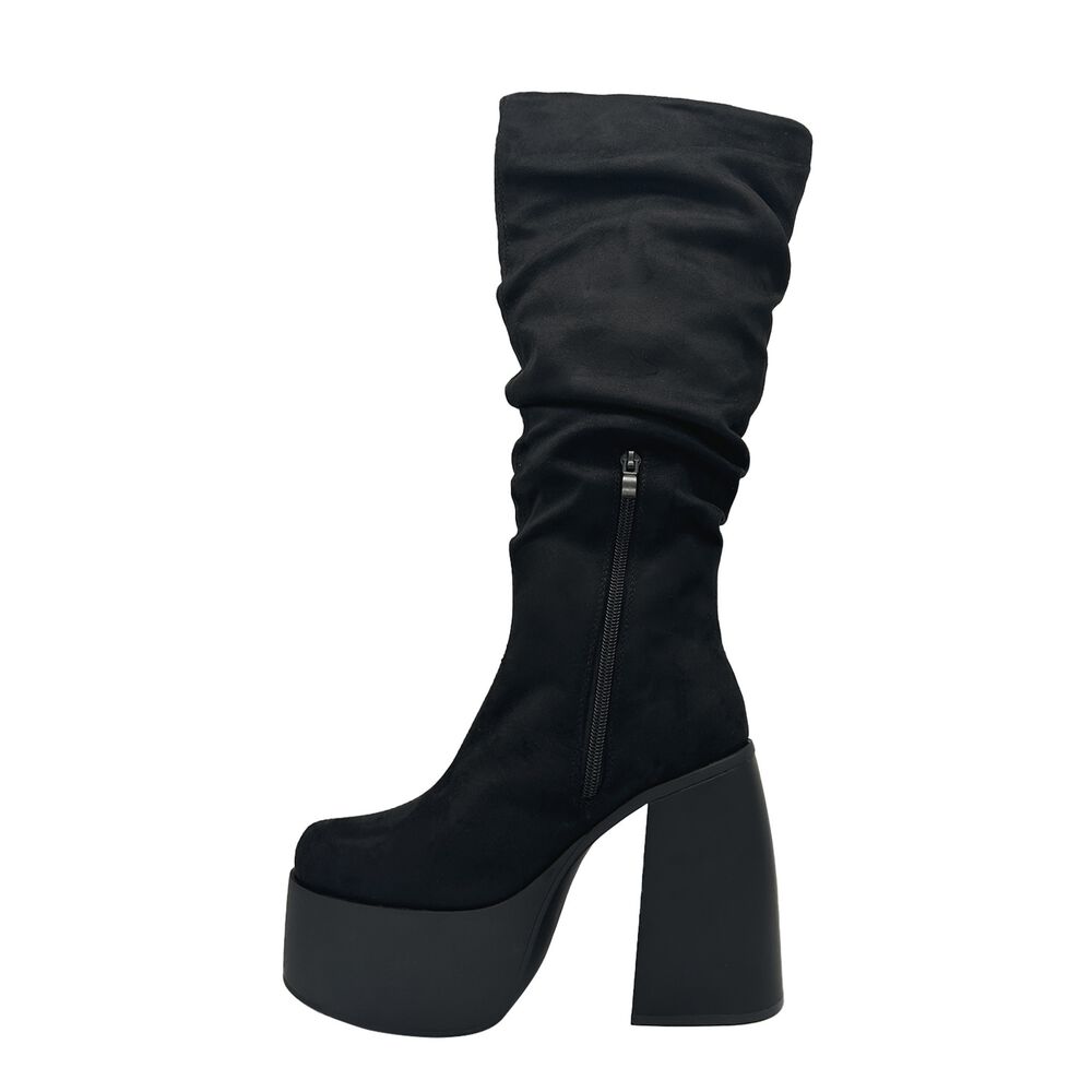 Bota Para Mujer Estilo Corrugado Y Platadorma Alta Negro image number 2.0