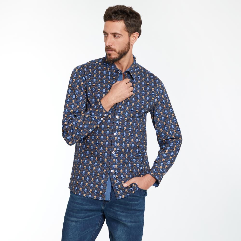 Camisa Slim Fit Manga Larga Hombre Az Black image number 0.0