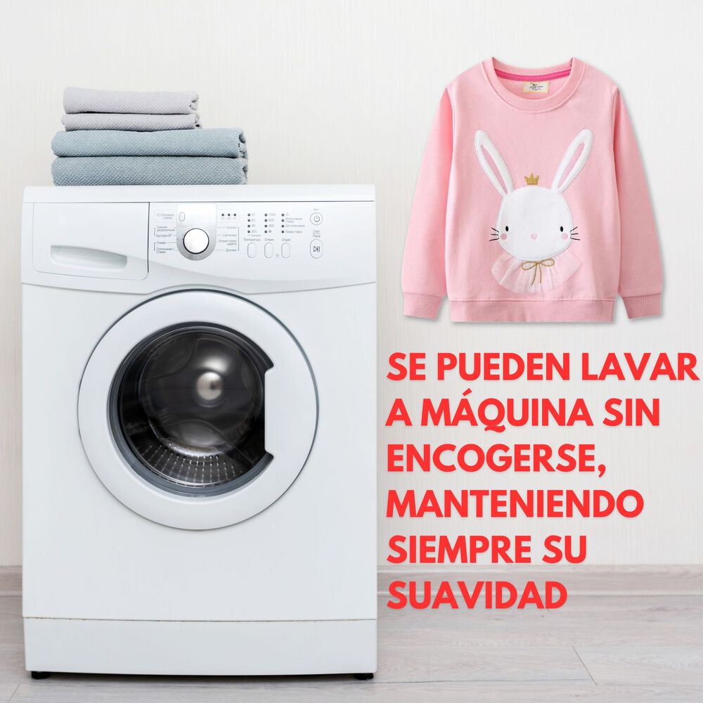 Poler&oacute;n Ni&ntilde;a Manga Larga 100% Algod&oacute;n Rosado Conejito image number 5.0