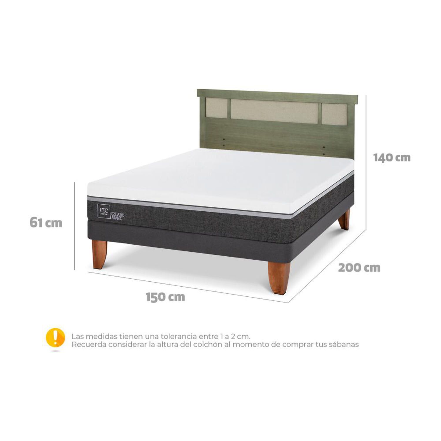 Cama Europea Cic Ortopedic Advance / 2 Plazas / Base Normal + Respaldo image number 6.0