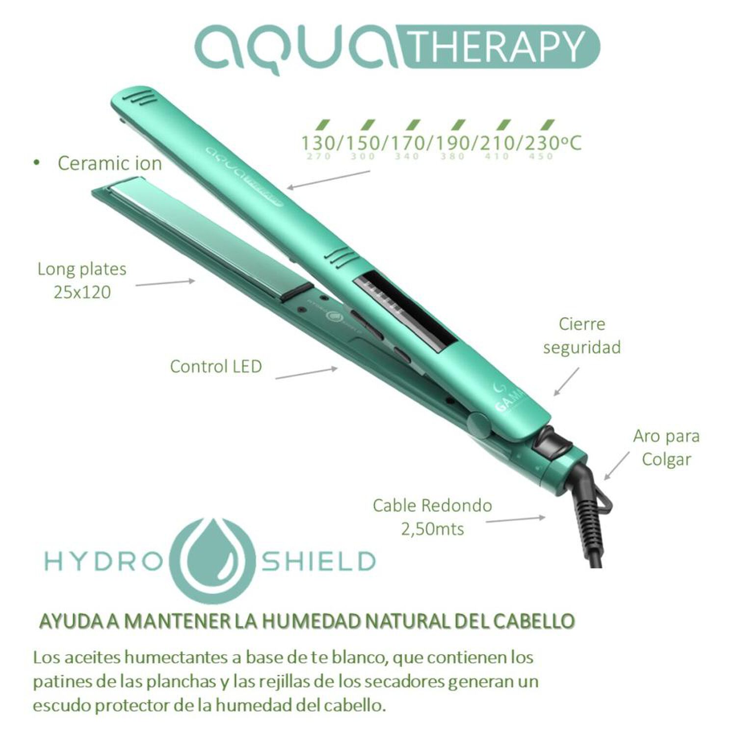 Alisador Gama Elegance Led Aqua Therapy image number 3.0