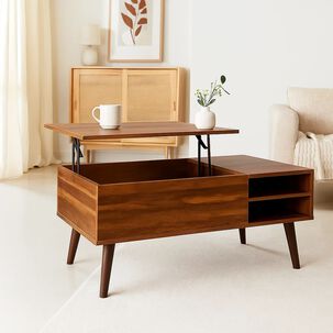 Mesa De Centro R&uacute;stica Greva Lift Con Cajones Y Repisa