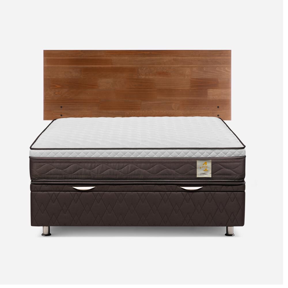 Cama Baúl Rosen New Style 4 Plus / 2 Plazas / Base Normal + Respaldo Tabor Caramelo image number 0.0