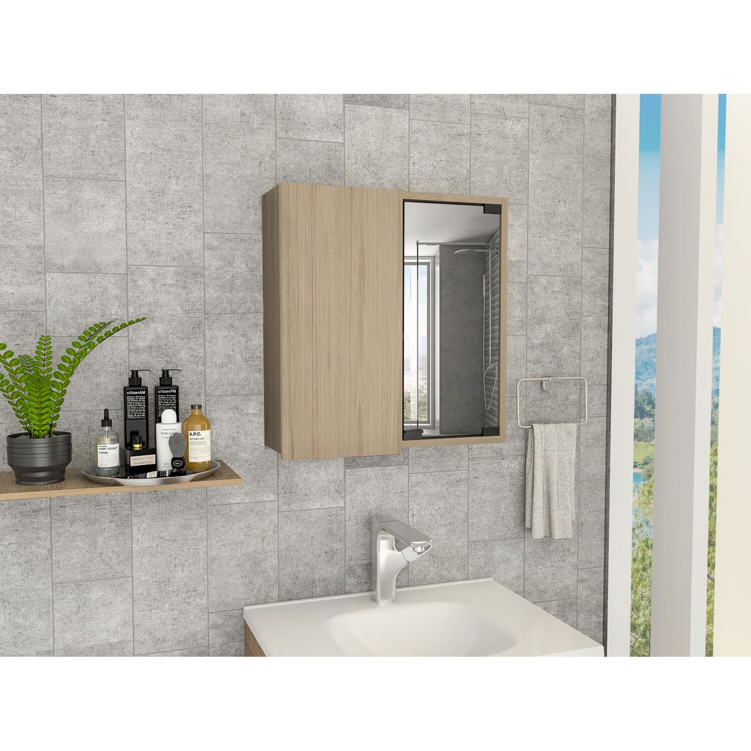 Mueble De Ba&ntilde;o Botiquin 53.7x50x16.5 Cm Caf&eacute; Claro image number 4.0