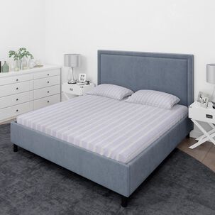 Juego De S&aacute;banas Nautica 4 Piezas Microfibra 2 Plazas Lineas Celeste