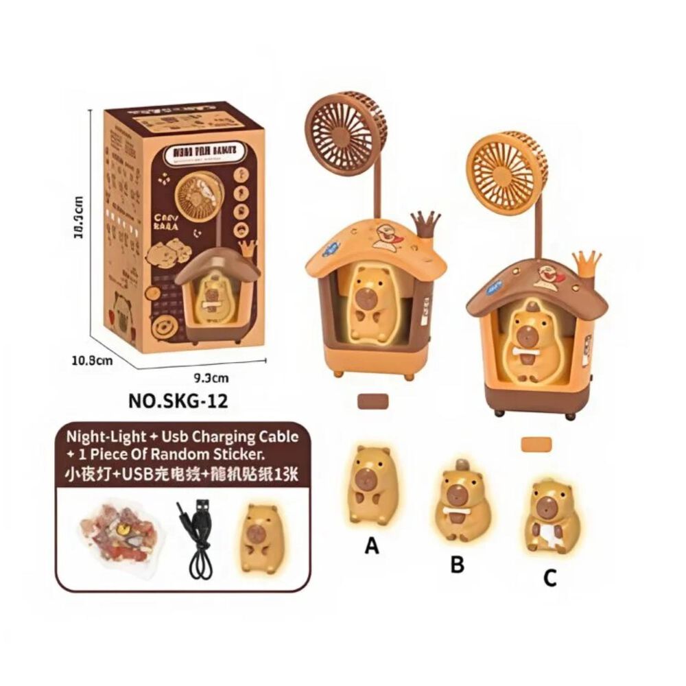 Mini Ventilador Escritorio Usb Tematica Capibara Infantil image number 2.0