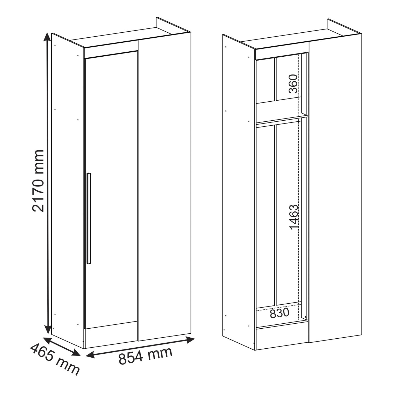 Closet Canto Blanco 1 Puerta image number 2.0