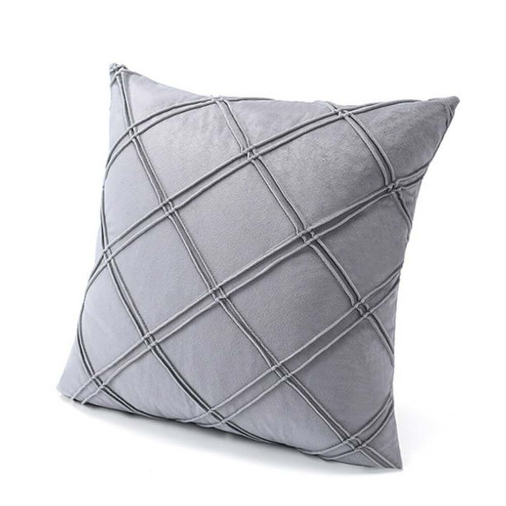 Pack De 02 Fundas De Coj&iacute;n De Terciopelo Con Rayas 45x45 Gris image number 0.0