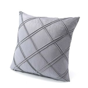 Pack De 02 Fundas De Coj&iacute;n De Terciopelo Con Rayas 45x45 Gris