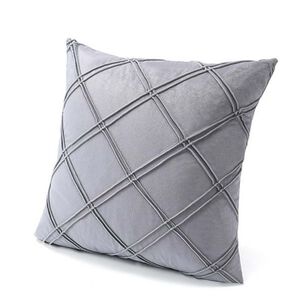 Pack De 02 Fundas De Coj&iacute;n De Terciopelo Con Rayas 45x45 Gris