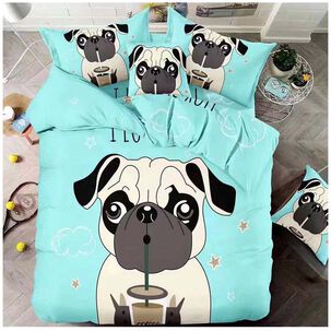 Cubrecama Quilt Pug Estampado Plaza Y Media