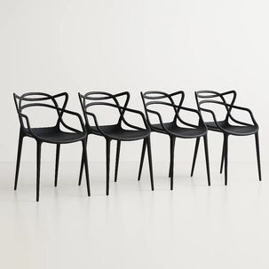 Pack De 4 Sillas De Terraza O Comedor Master - Negras Pack De 4 Sillas De Terraza O Comedor Master - Negras