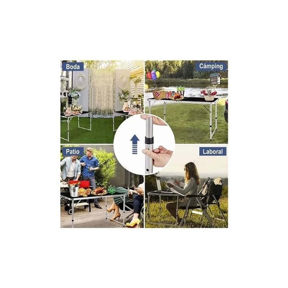 Mesa Plegable Tipo Portafolio 1.20 M Con 4 Sillas Port&aacute;tiles Color Verde image number 3.0