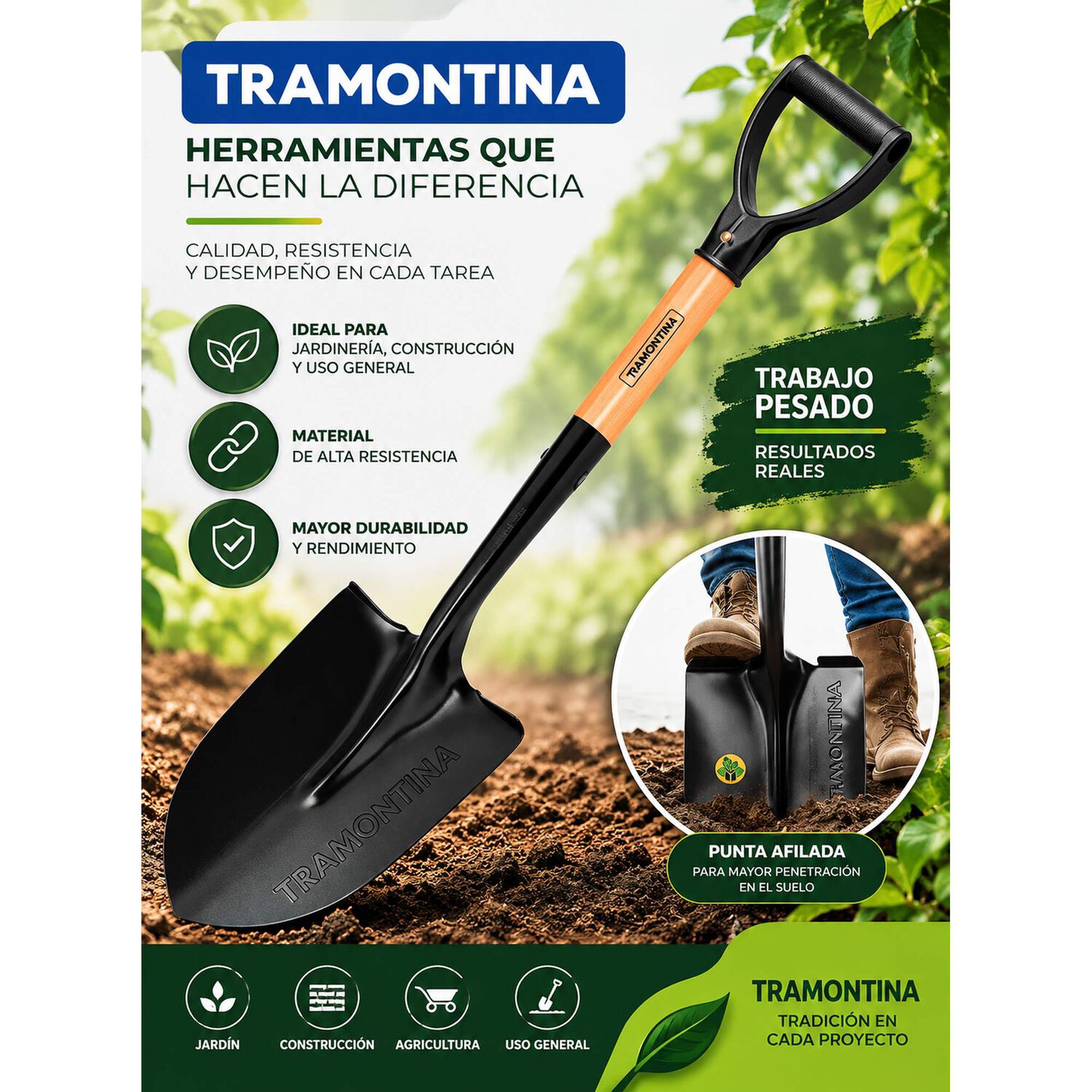 Pala Jardinera Tramontina Mango Madera Empu&ntilde;adura D image number 6.0