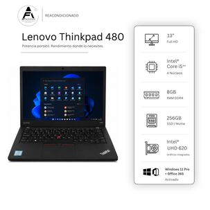Notebook Lenovo T480 I5 8th 8gb 256gb - Win11 Office - Reacondicionado Profesional
