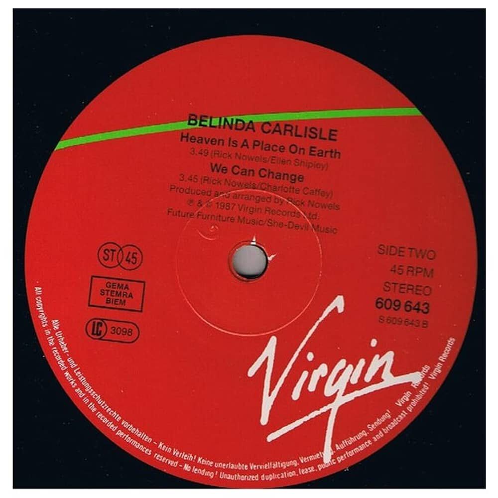 Belinda Carlisle - Heaven Is A Place On Earth | 12" Maxi Single Vinilo Usado image number 2.0
